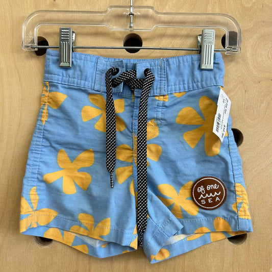 Blue + Yellow Banana Fruit Swim Shorts