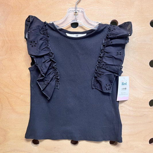 Black Ribbed Eyelet Flutter Tank NEW!