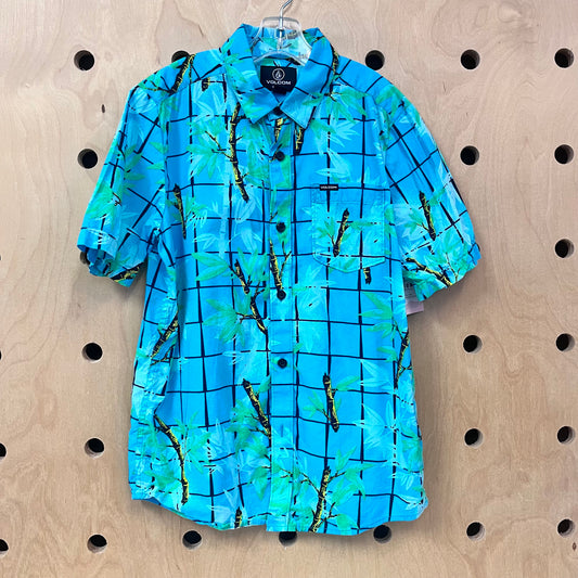 Blue Bamboo Tree Button Up Shirt