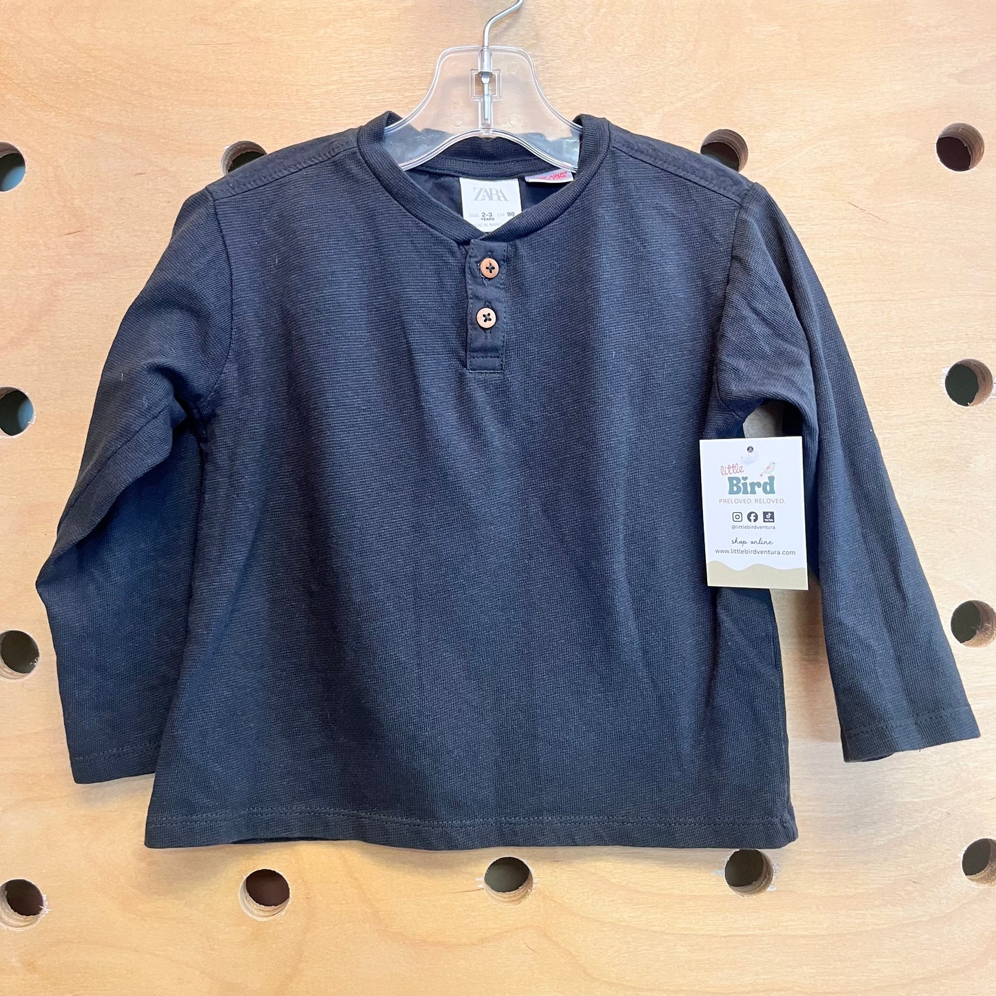 Grey Textured Henley Tee