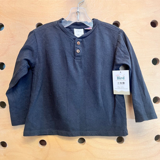 Grey Textured Henley Tee
