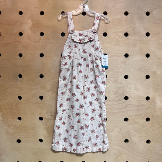 Tan/Pink Floral Pocket Romper
