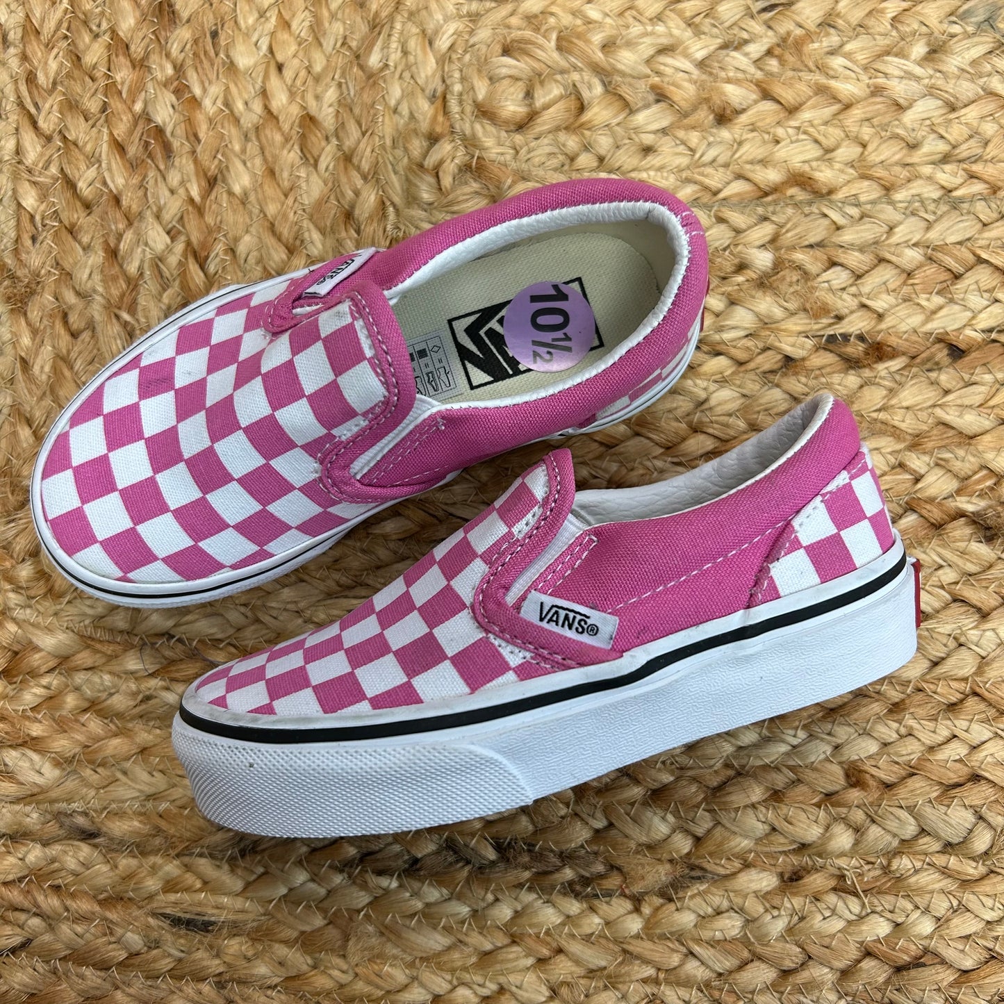 Magenta Checkered Slip Ons