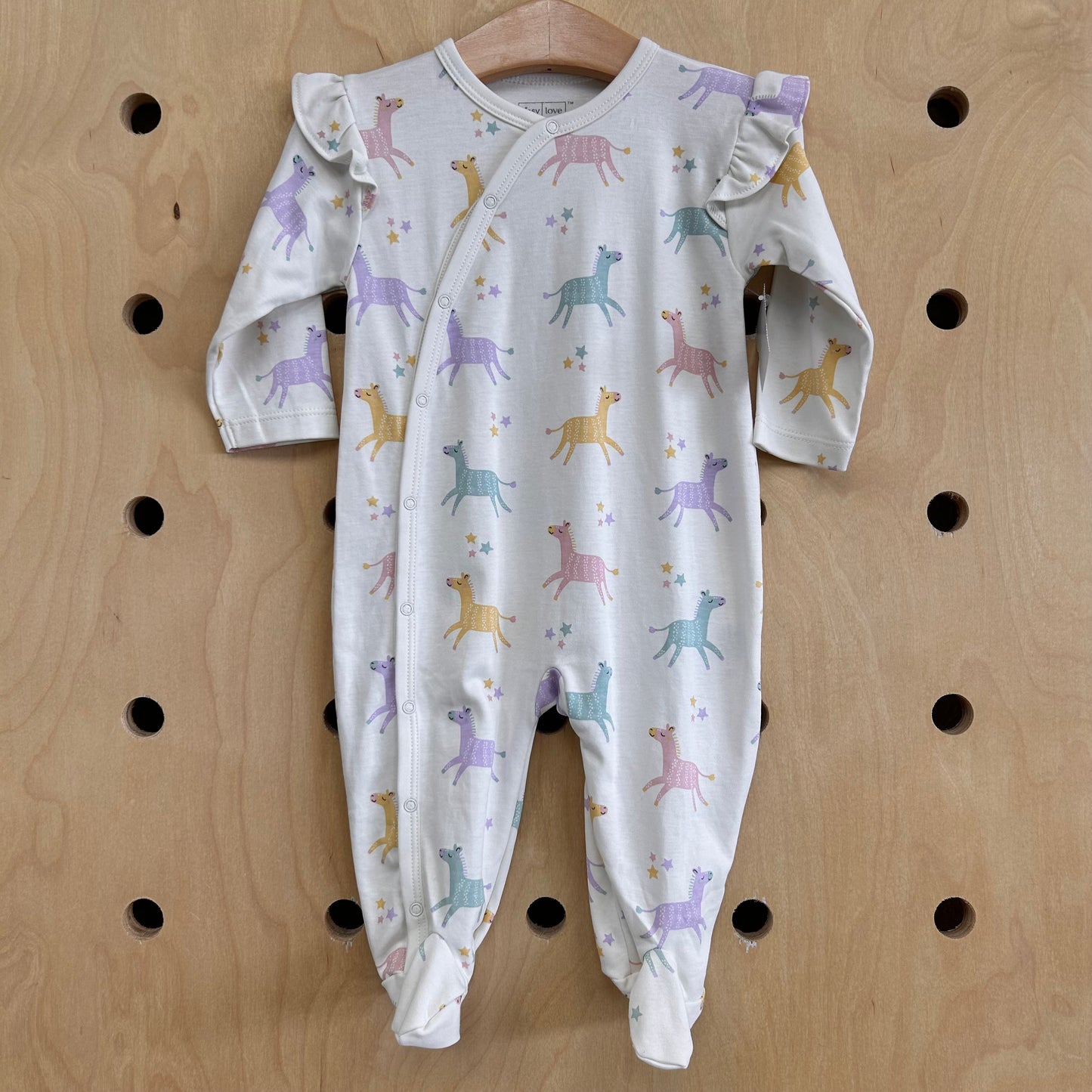 Cream Colorful Horse Footies NEW!