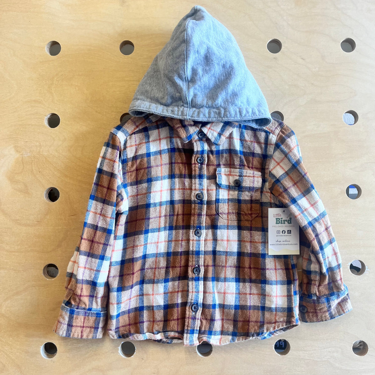 Brown Plaid Hooded Flannel