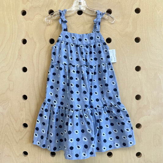 Blue Polka Dot + Daisy Dress