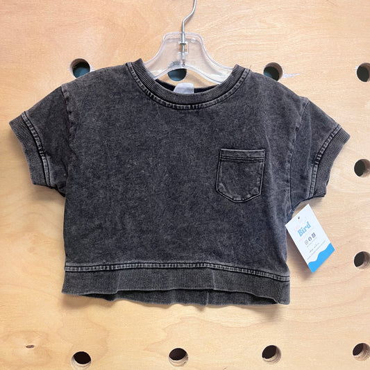 Black Cropped Pocket Tee