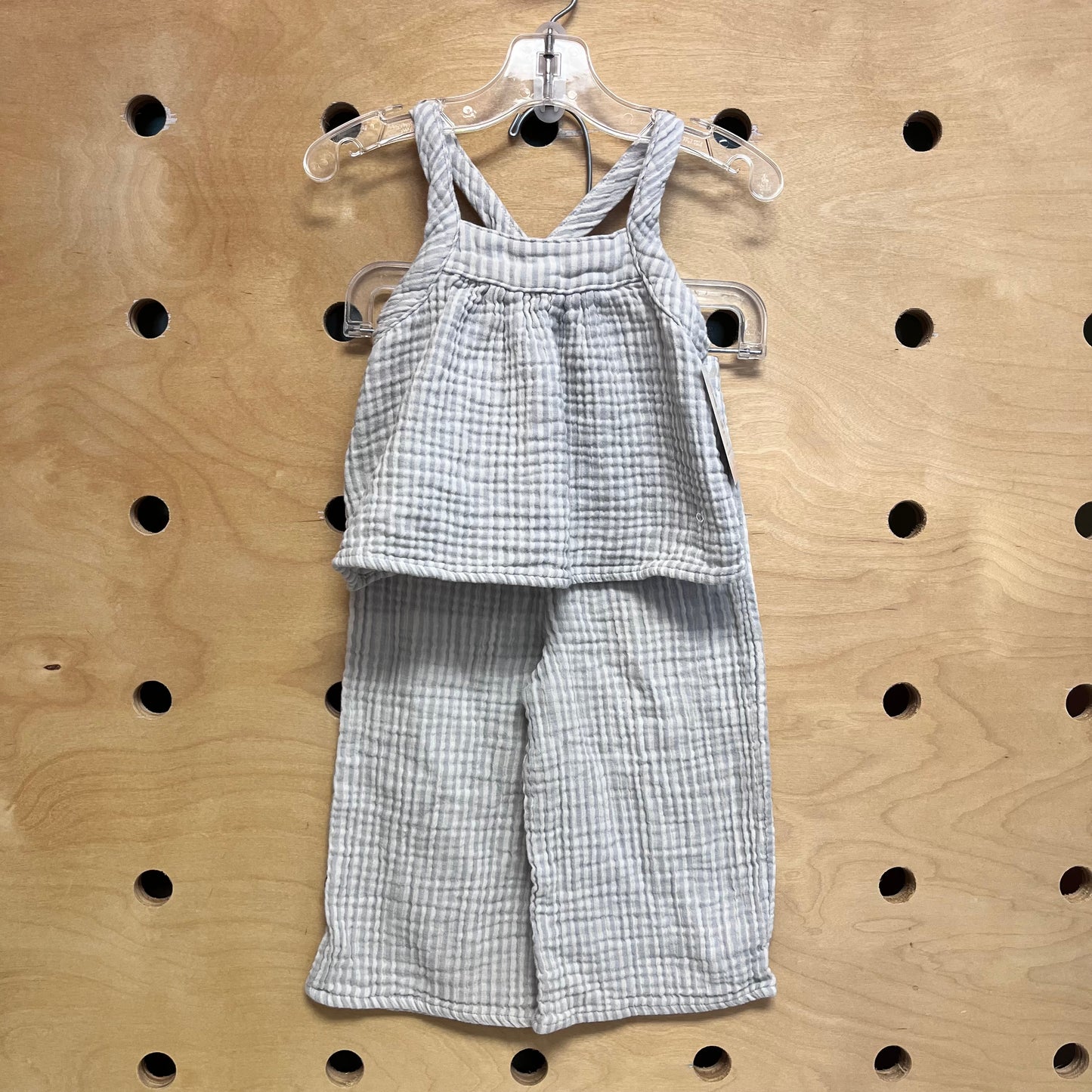Blue/Cream Striped Gauze Outfit