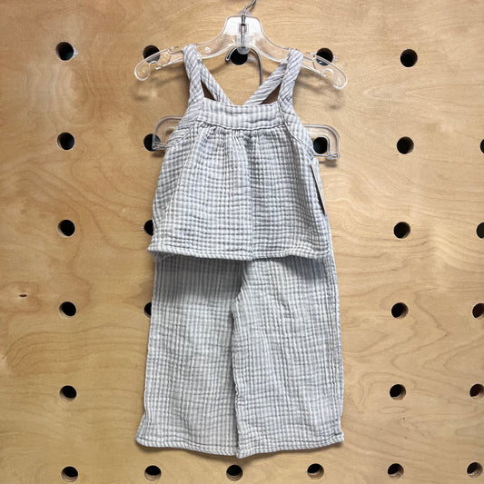 Blue/Cream Striped Gauze Outfit