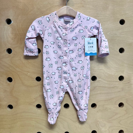 Organic Pink Sheep Snap Footies