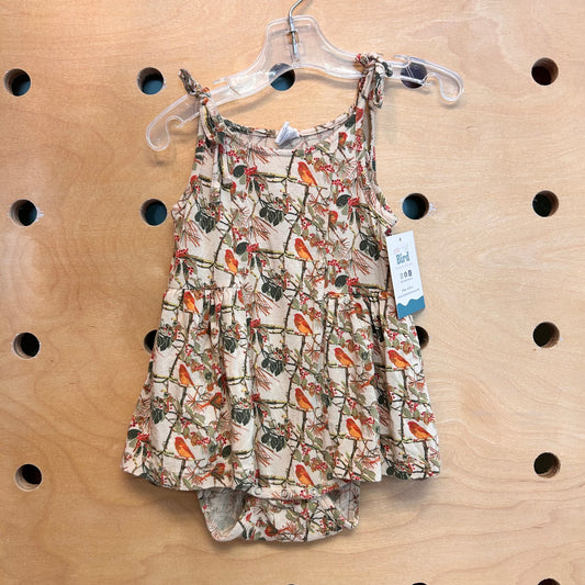 Beige Modal Birds Romper