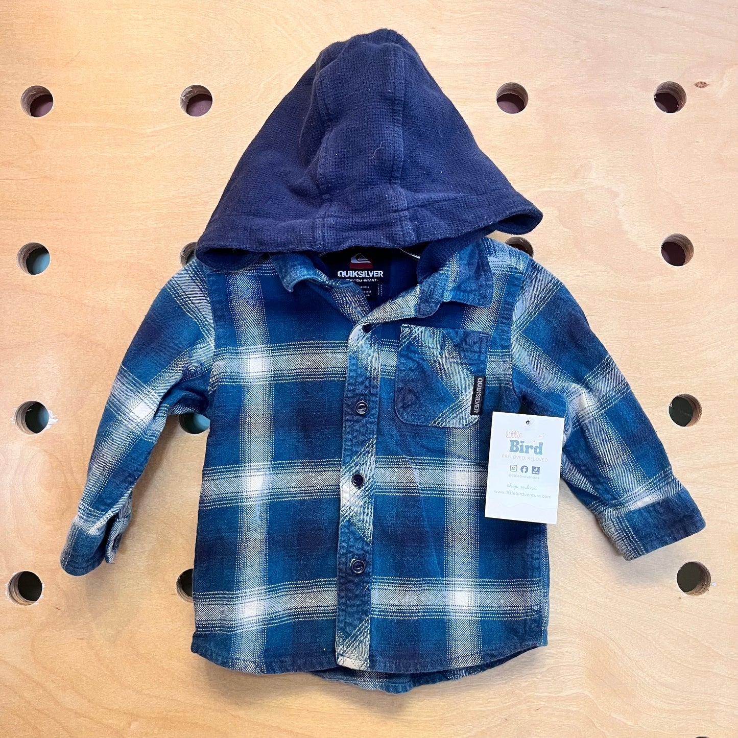 Teal/White Hooded Plaid Flannel