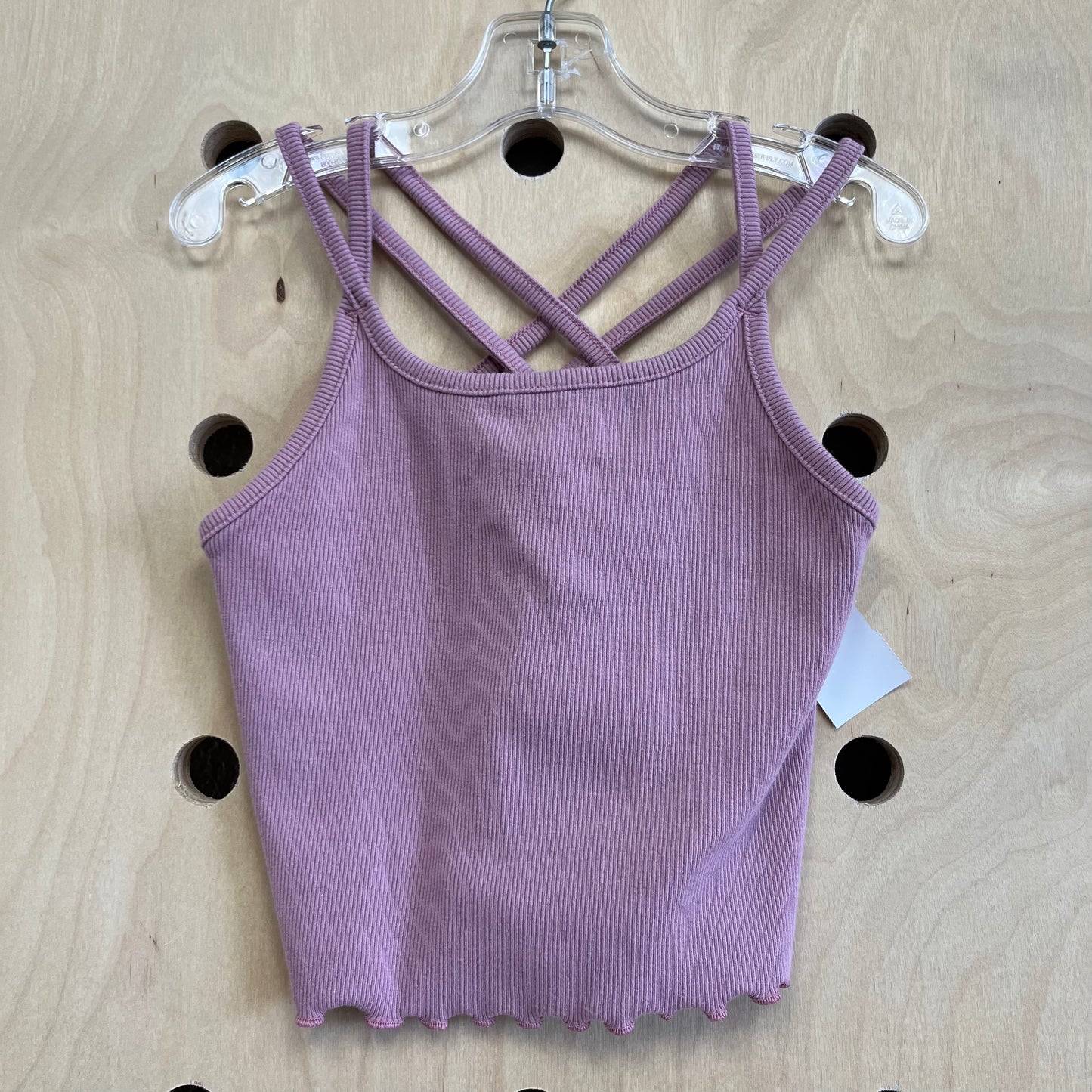 Pink Ribbed Lettuce Hem Tank