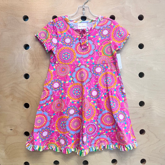 Pink Retro Floral Dress