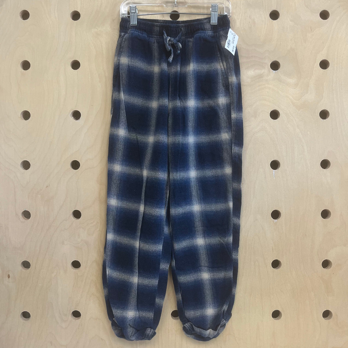 Blue Plaid Drawstring Joggers