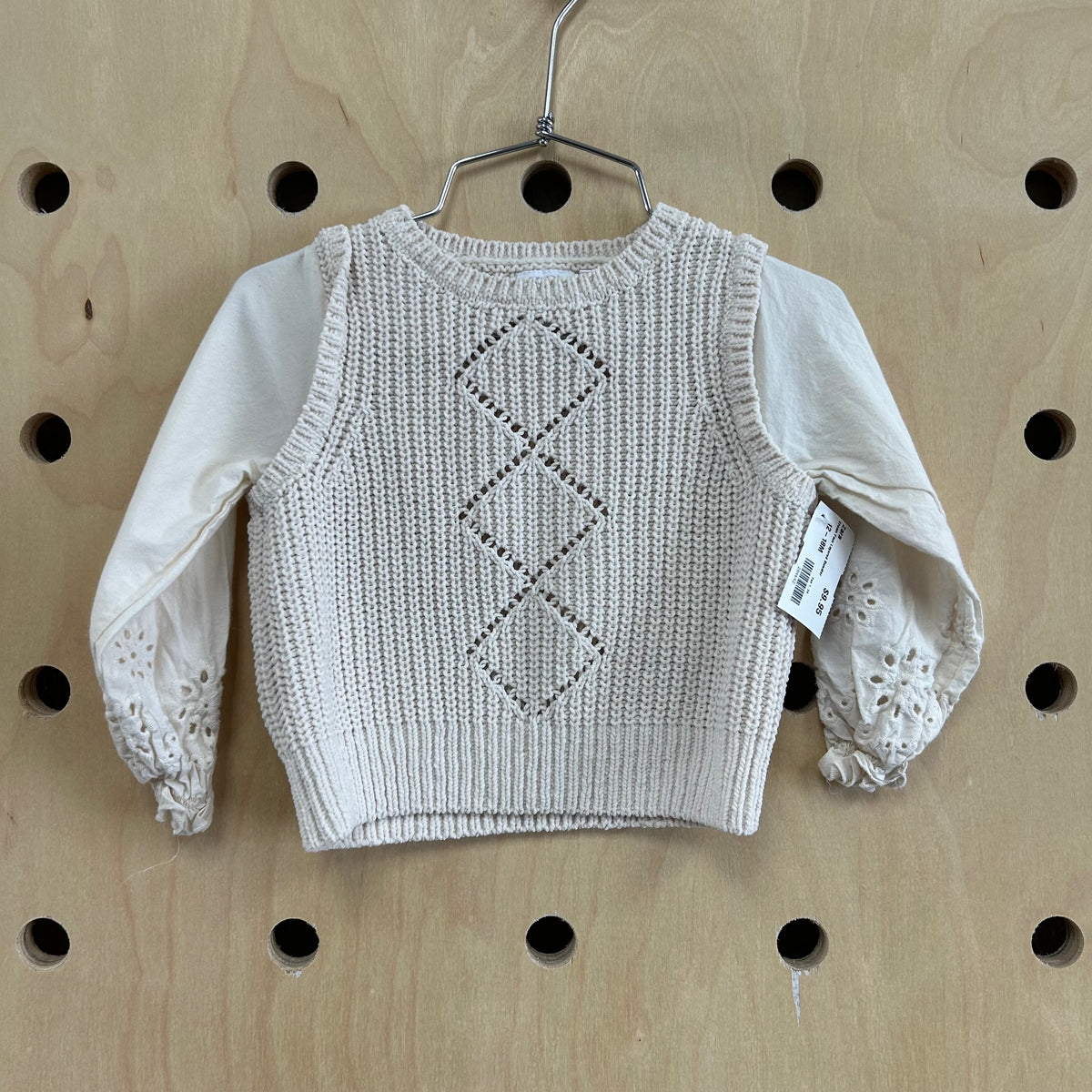 Cream Faux Layered Sweater