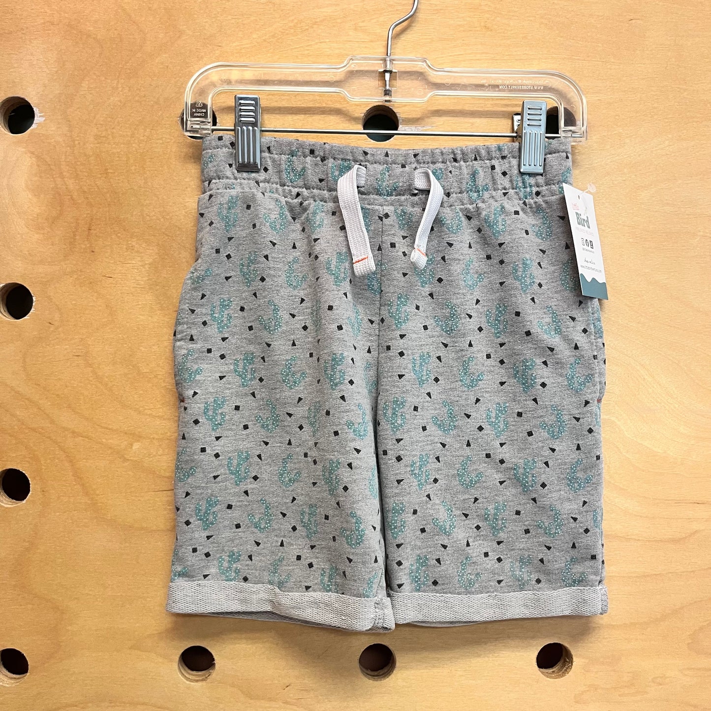 Grey Drawstring Cactus Shorts