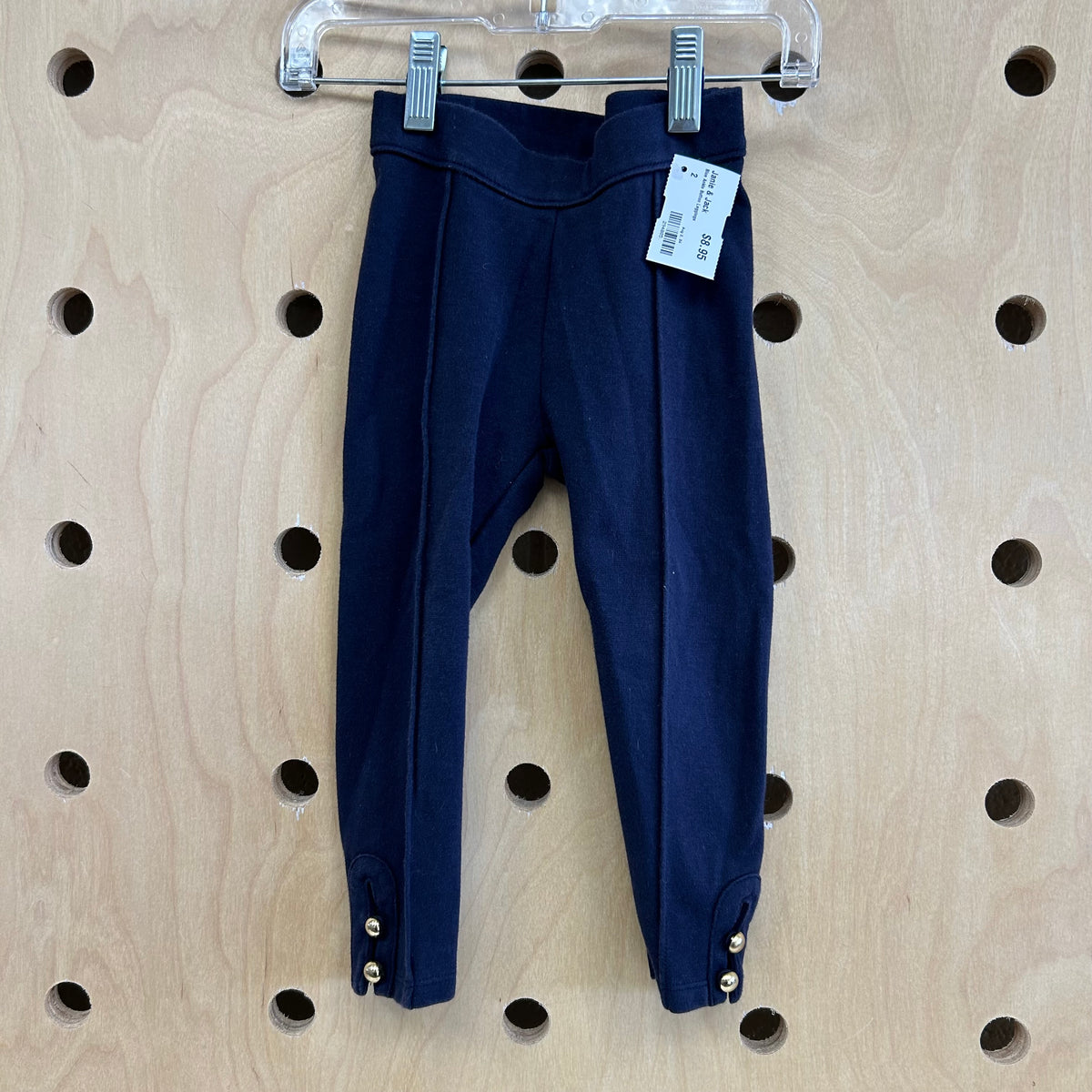 Blue Ankle Button Leggings