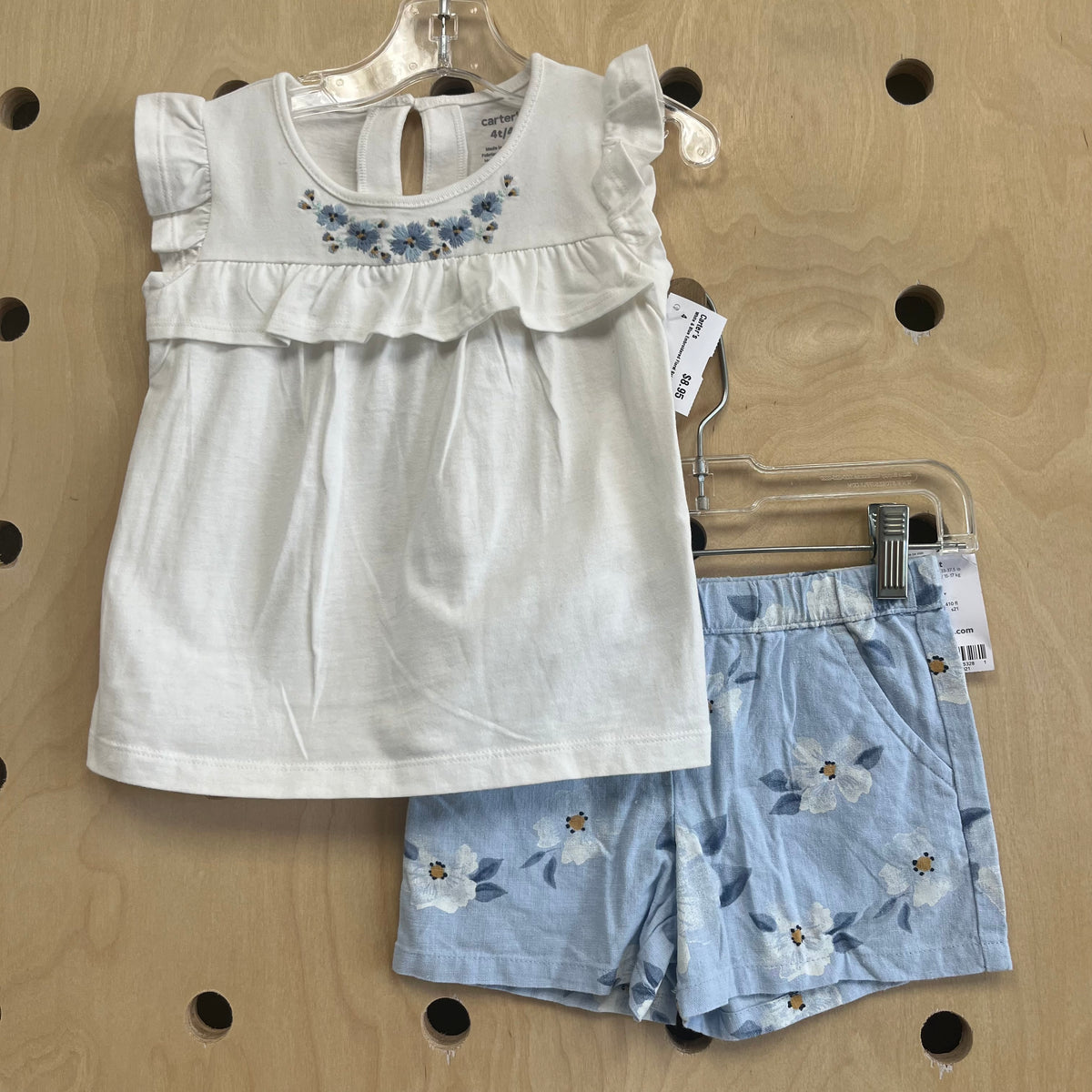 White & Blue Embroidered Floral Set NEW!!!
