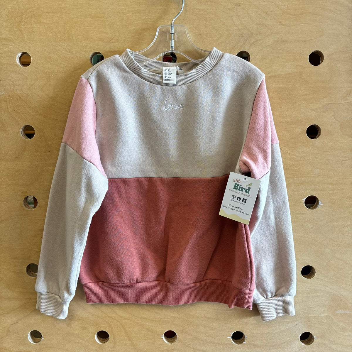 Beige/Pink Embroider 'Love' Pullover