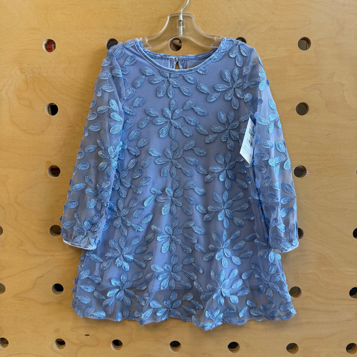 Blue Tulle Floral Overalay Dress