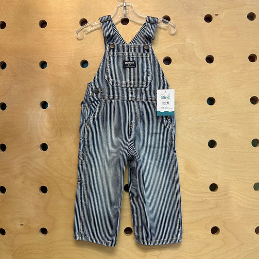 Blue/White Striped Denim Overalls