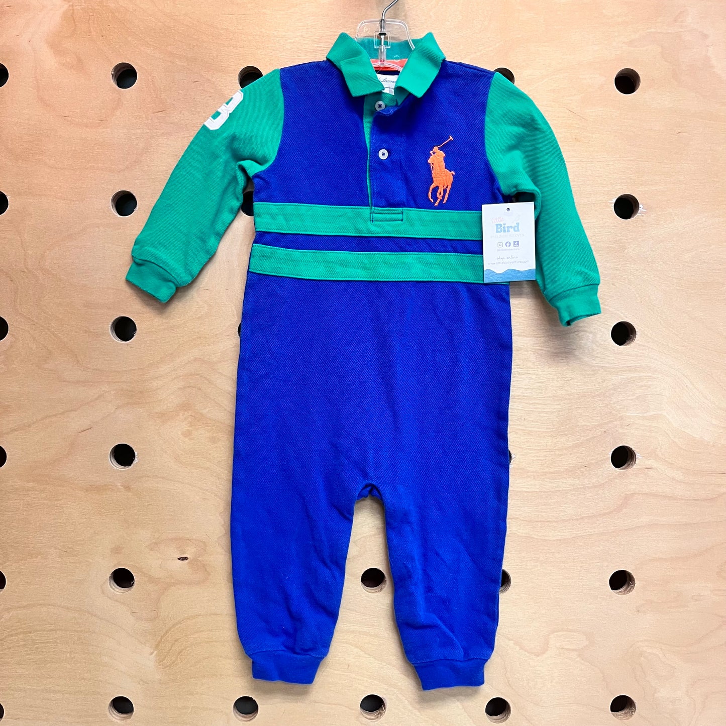Green/Blue Polo Romper