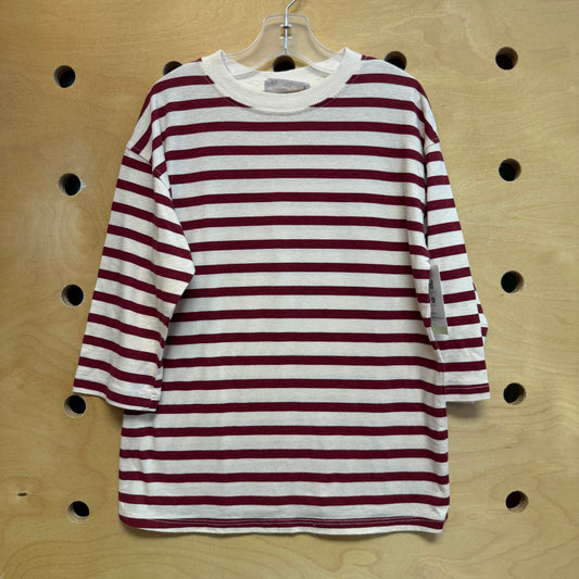 Cream/Maroon Striped Tee