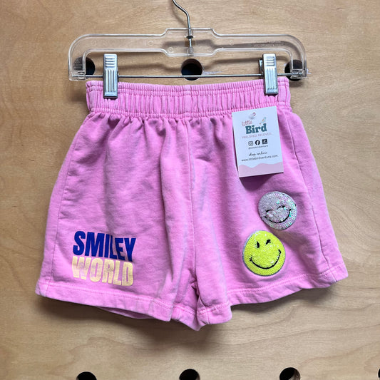 Pink Sequin Smileys Pull On Shorts