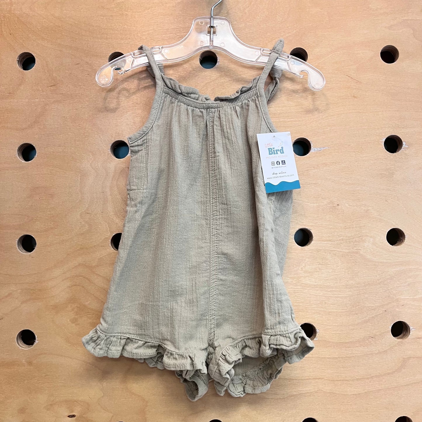 Organic Sage Ruffle Romper
