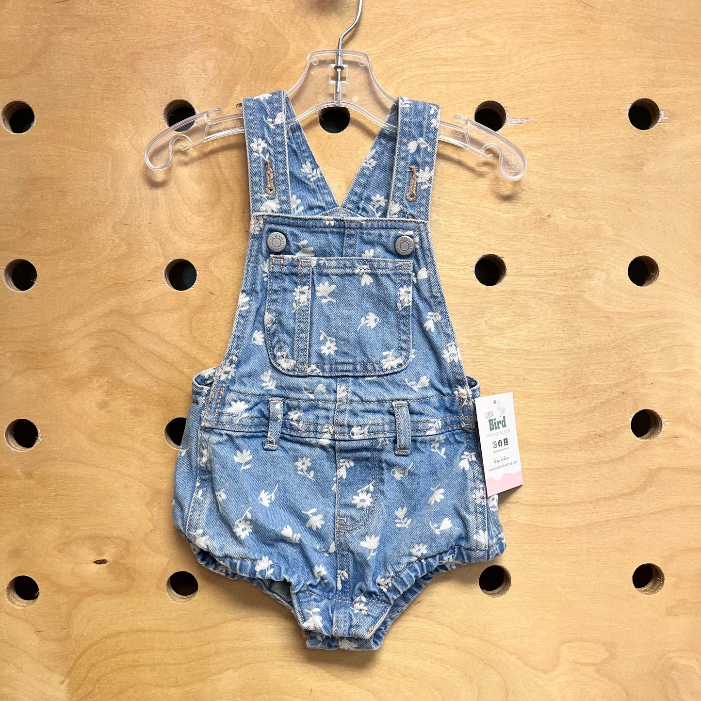 White Floral Denim Coveralls