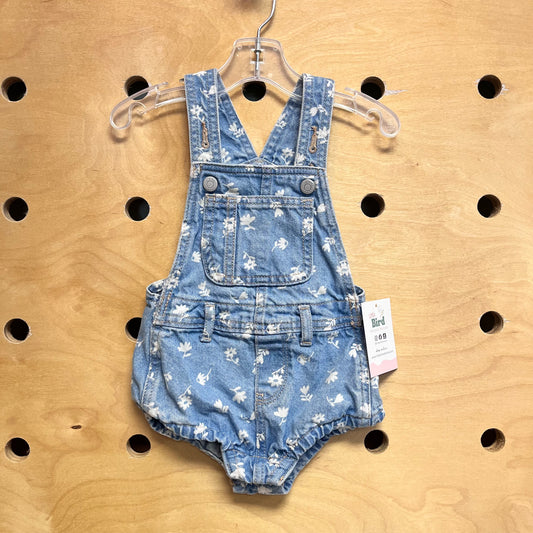 White Floral Denim Coveralls
