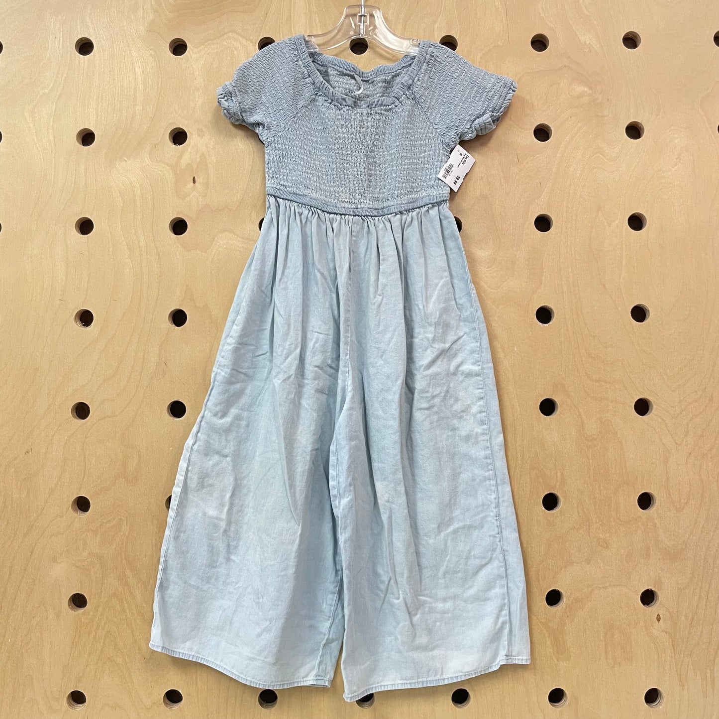 Blue Smocked Jumpsuit