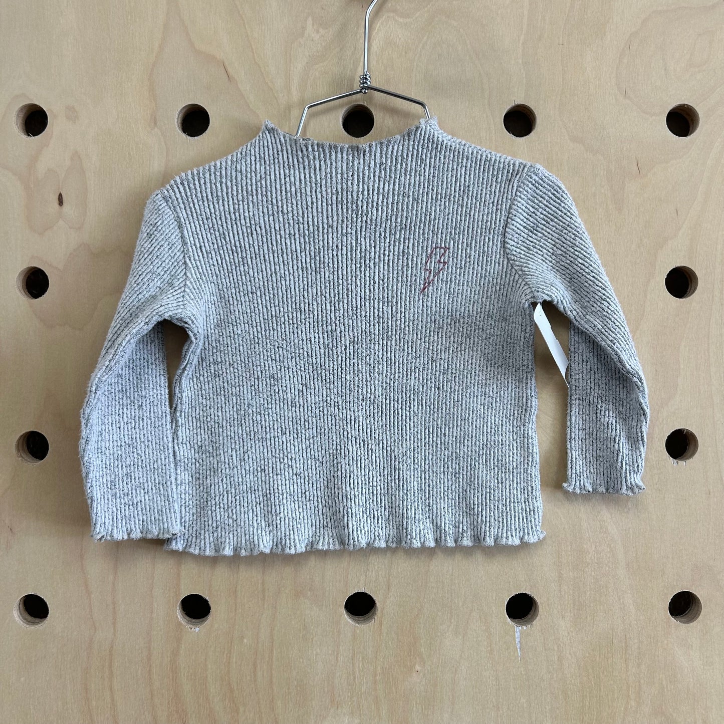 Grey Ribbed Lightning Top