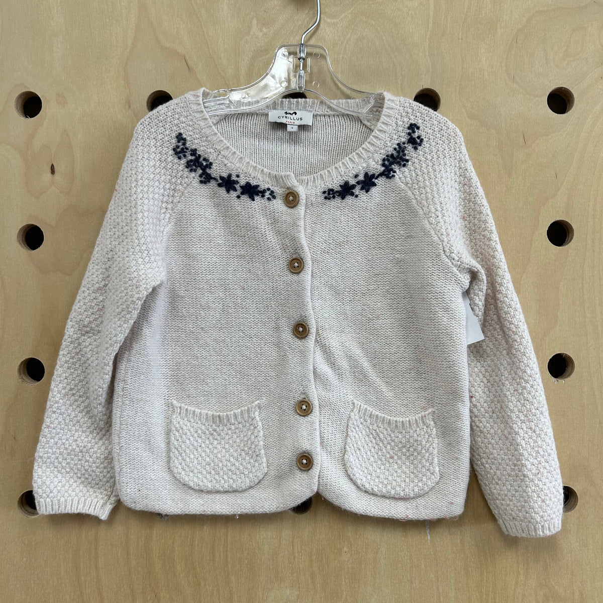 Pink Speckled Cream Knit Cardigan