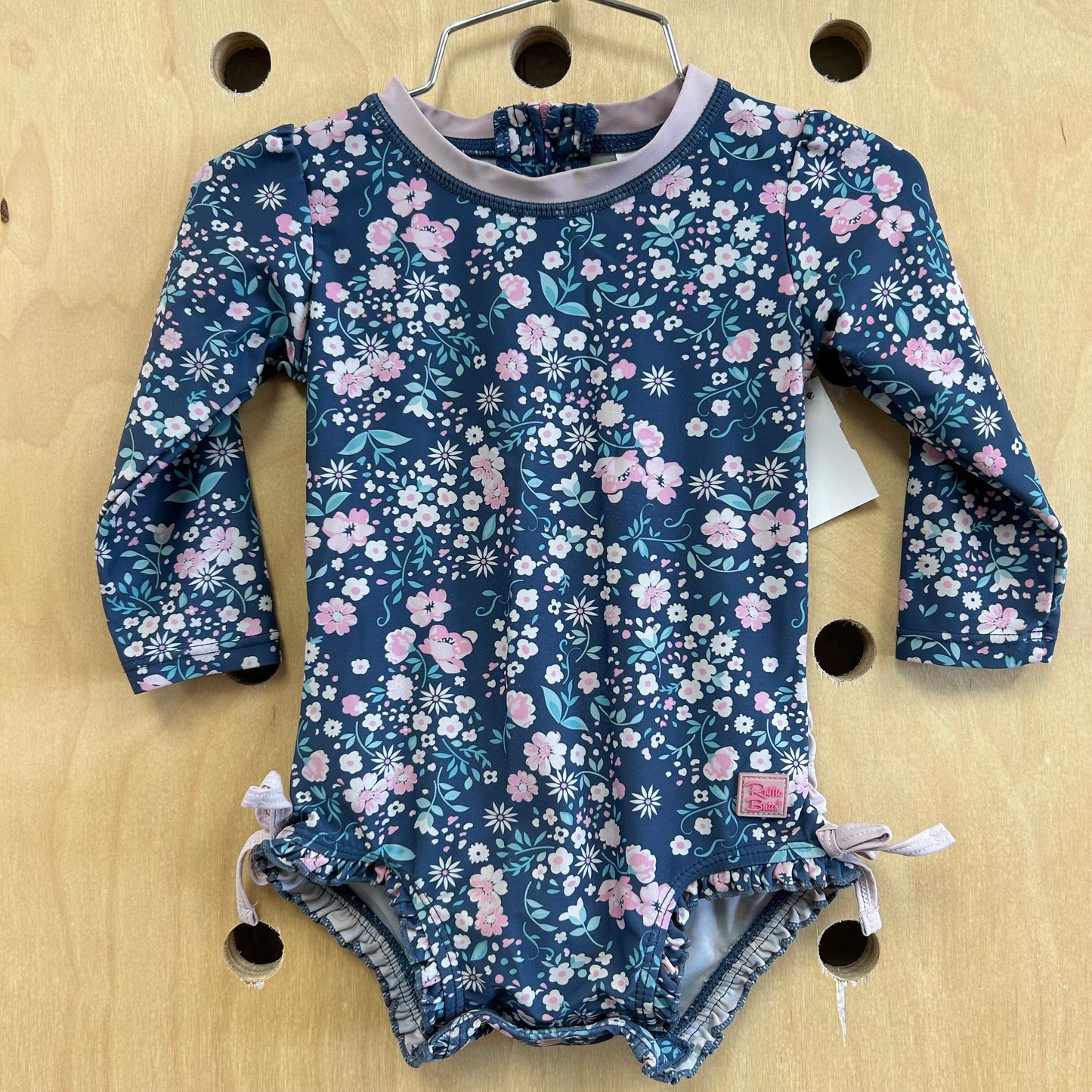 Blue Floral Ruffle Swimsuit