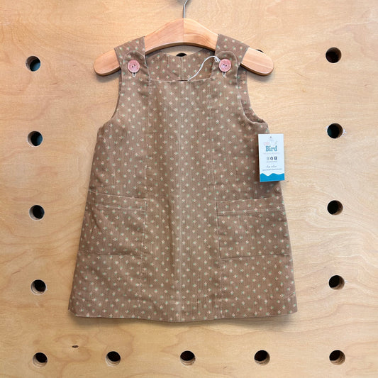 Beige Floral Overall Dress