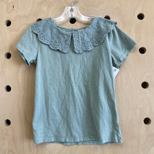 Sage Eyelet Collar Tee