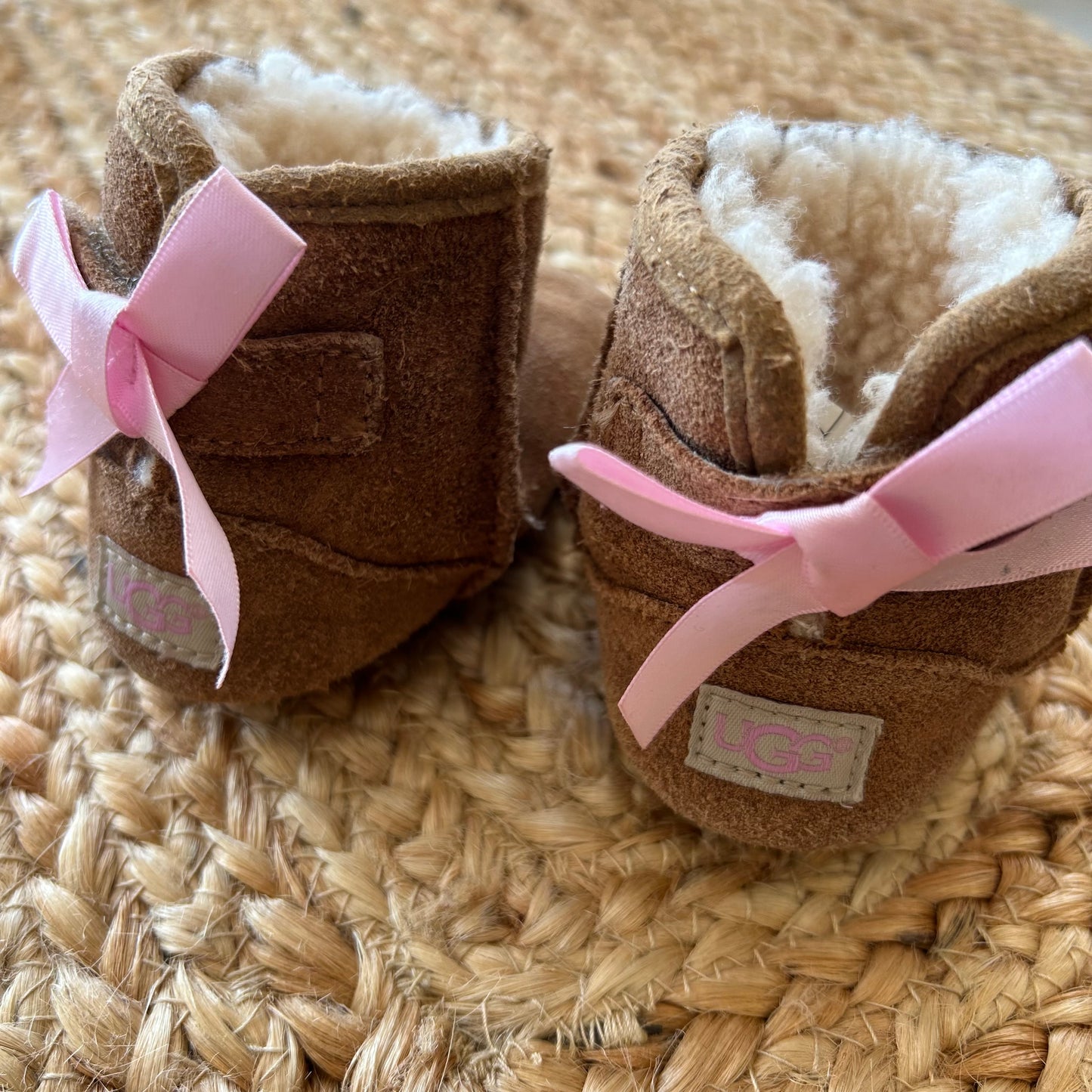 Brown Lined Pink Ribbon Flexible Boots