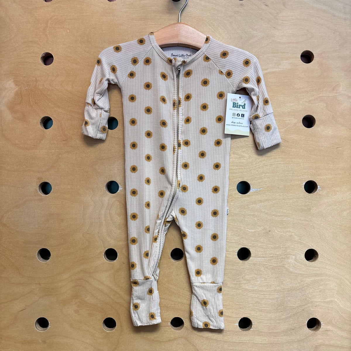 Cream Floral Ribbed Bamboo Zippy