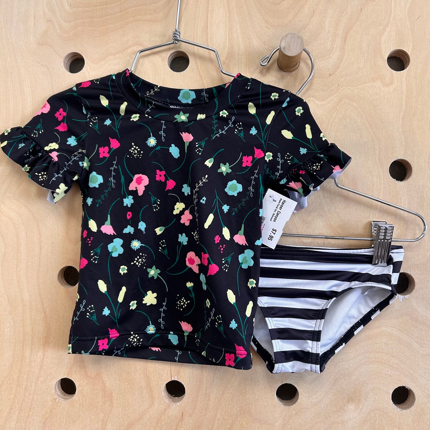 Black Floral 2pc. Swimsuit