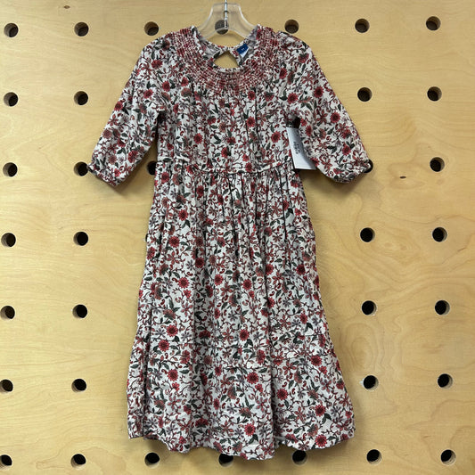 Smocked Collar Floral Dress