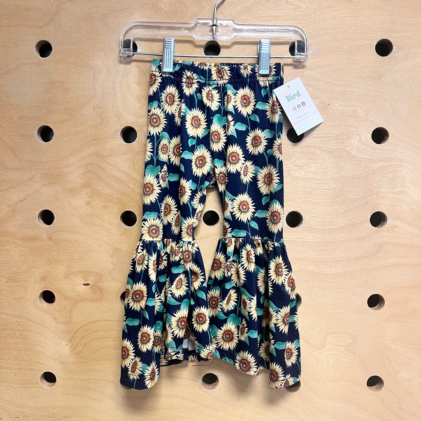 Blue/White Flare Sunflower Pants