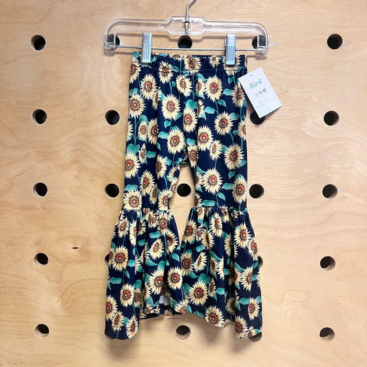 Blue/White Flare Sunflower Pants