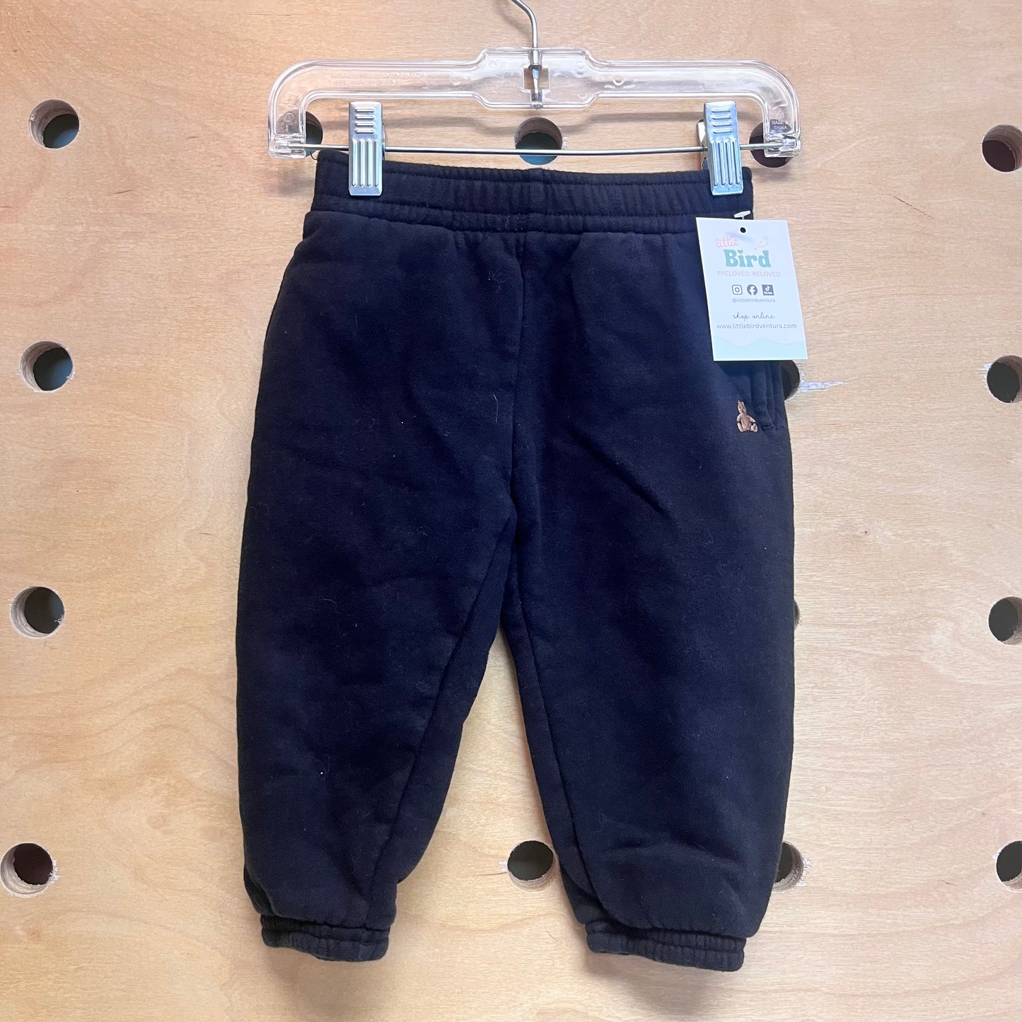 Black Embroider Bear Joggers
