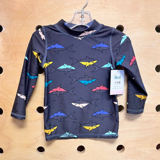 Grey/Colorful Sharks Swim Shirt