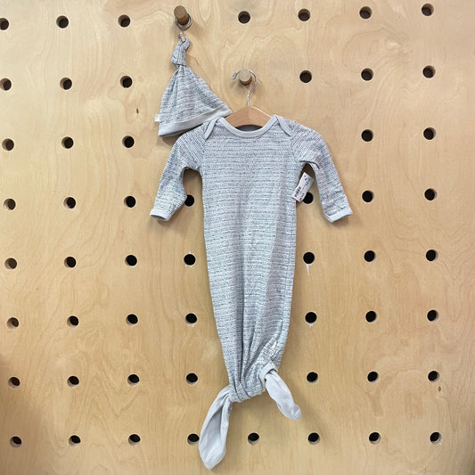 Grey + Blue Knotted Gown + Beanie