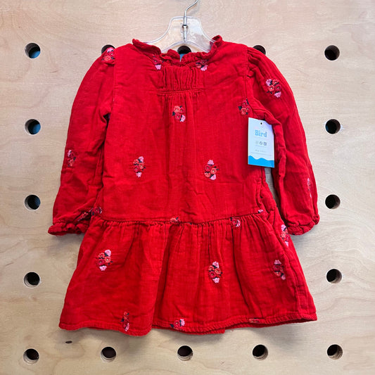 Embroidered Red Floral Dress