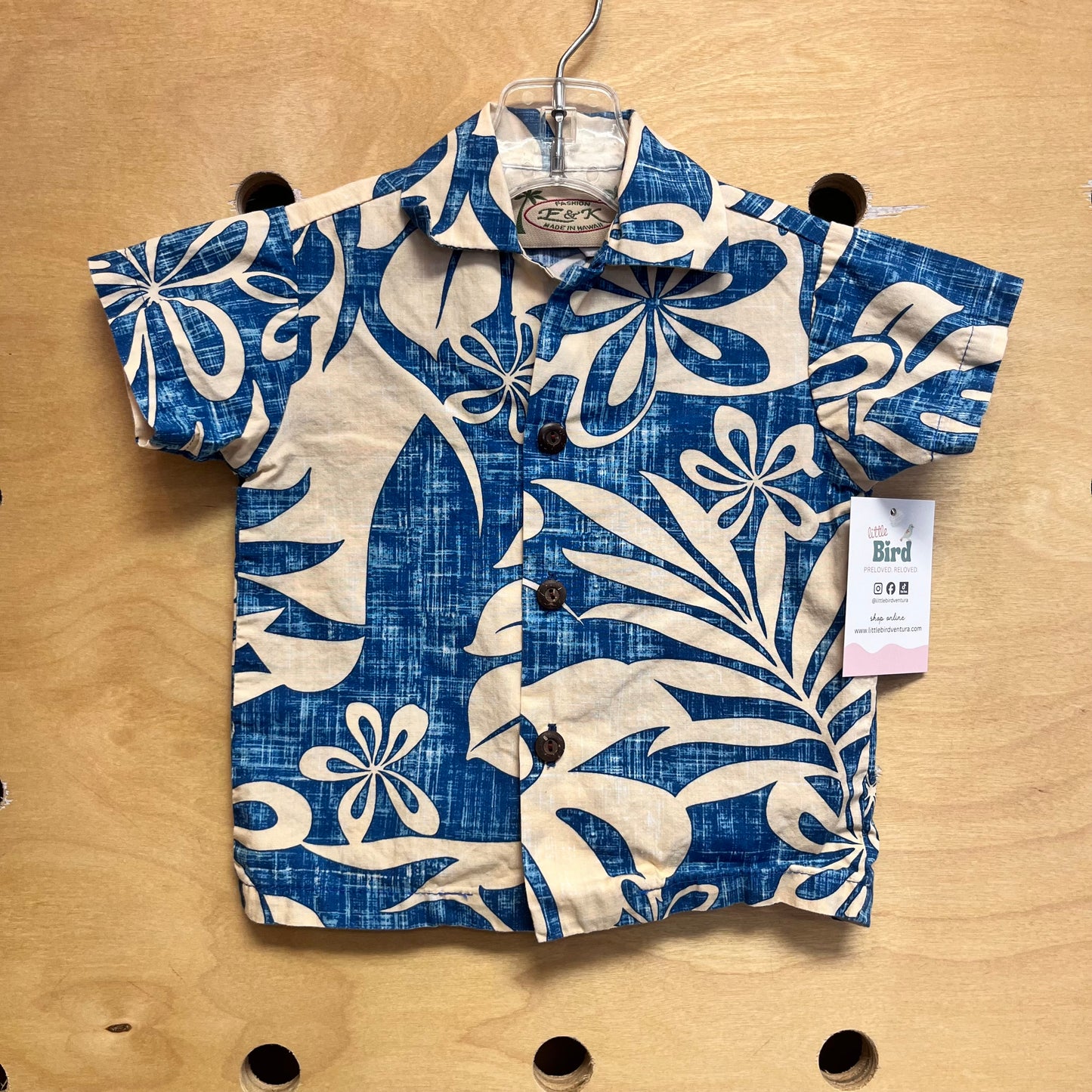 Blue/Cream Hawaiian Button Up