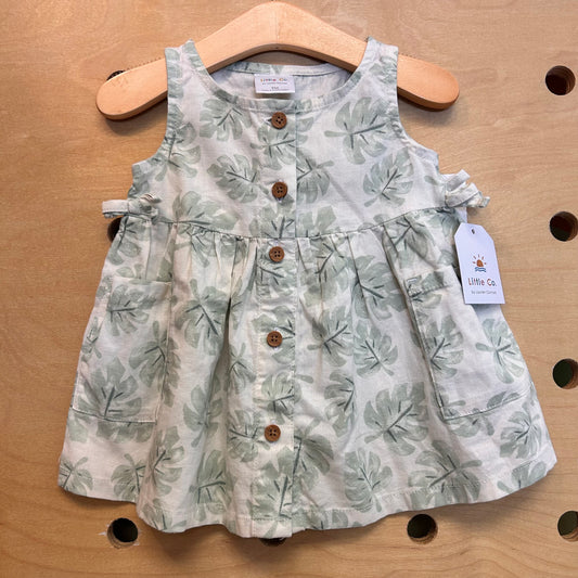 Organic Leaves Button Dress NEW!
